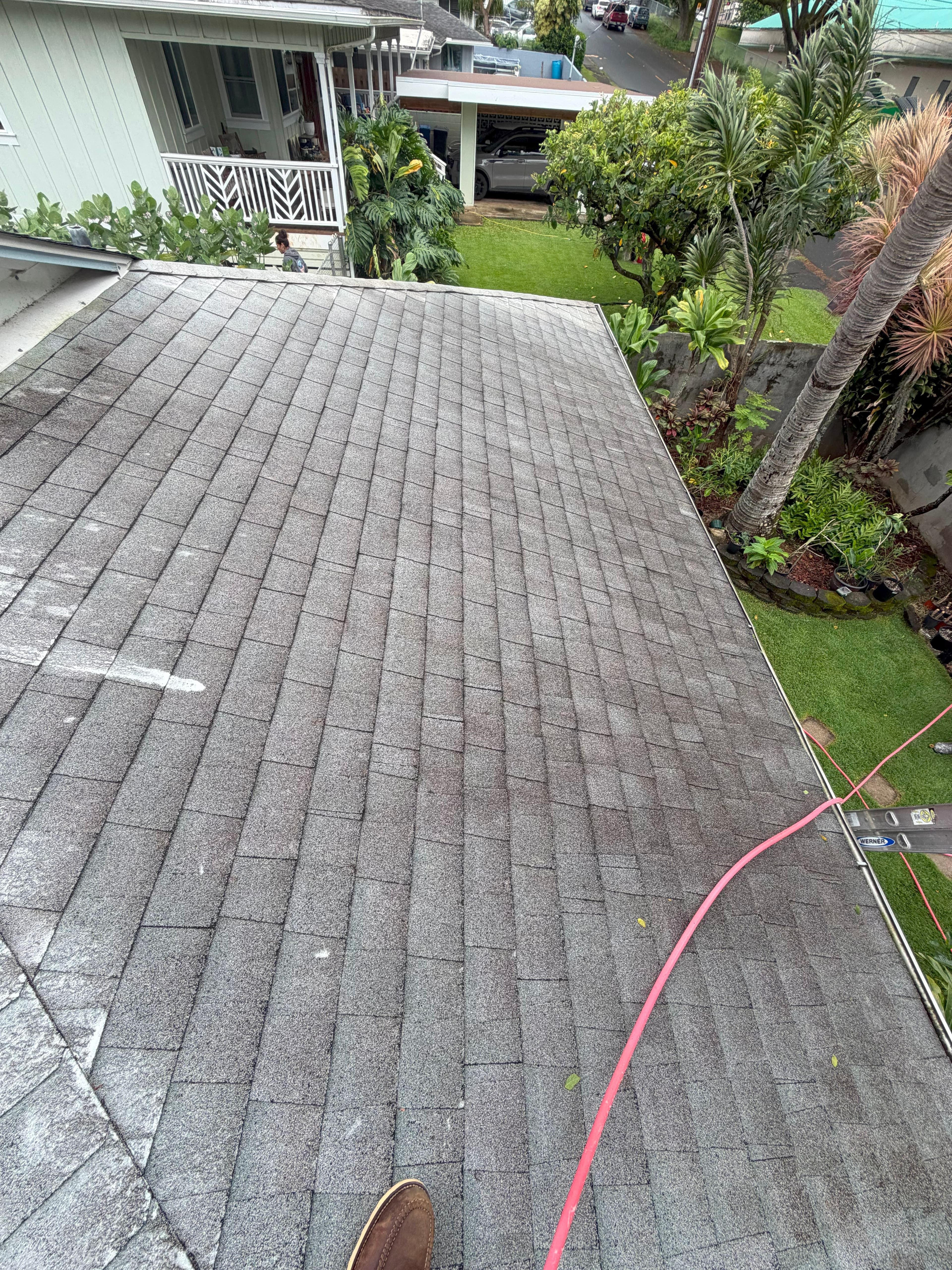 Roof before soft washing on Big Island Hawaii